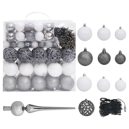 Albero di Natale Preilluminato con Palline Bianco 240 cm PVC | homemem39