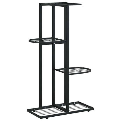 Piedistallo per Piante a 4 Piani 43x22x76 cm in Metallo Nero