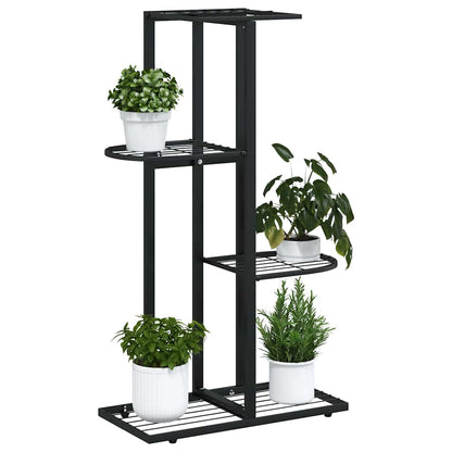 Piedistallo per Piante a 4 Piani 43x22x76 cm in Metallo Nero