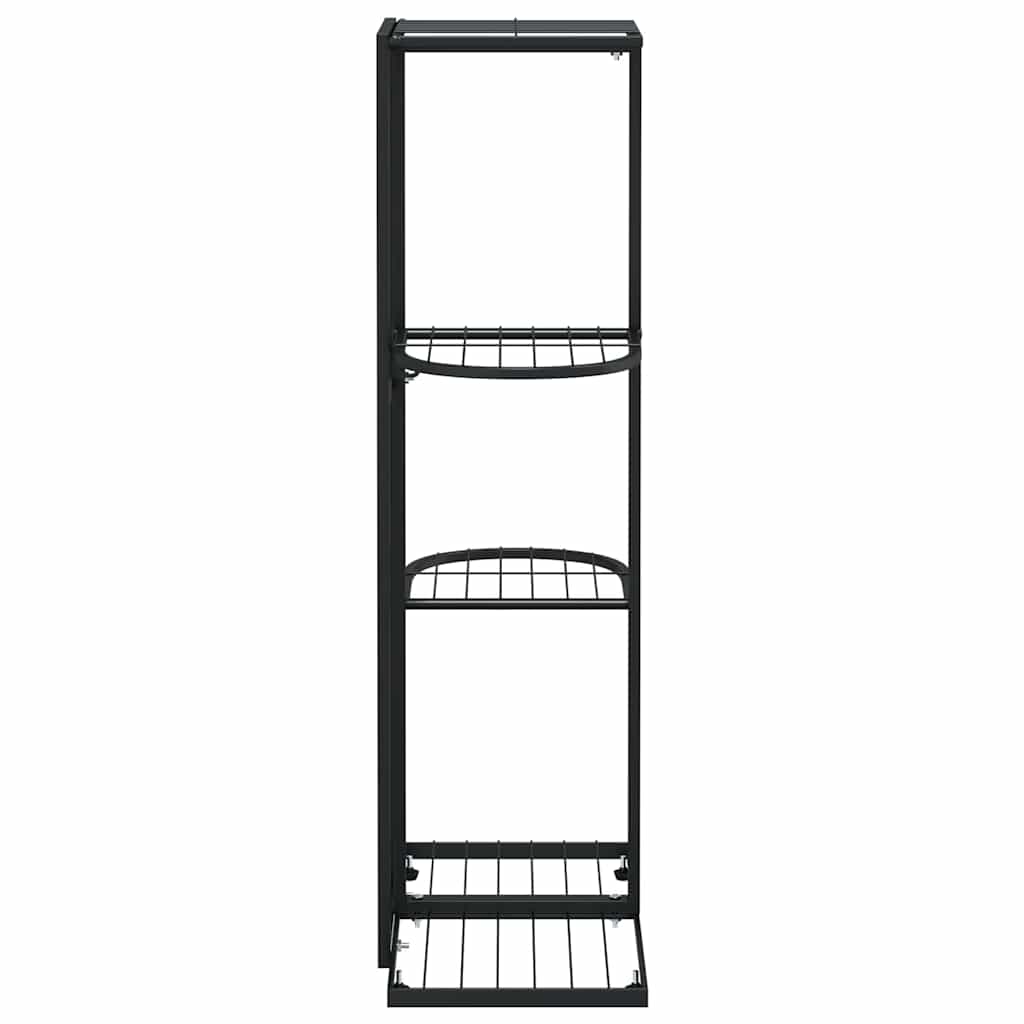 Piedistallo per Piante a 4 Piani 43x22x76 cm in Metallo Nero