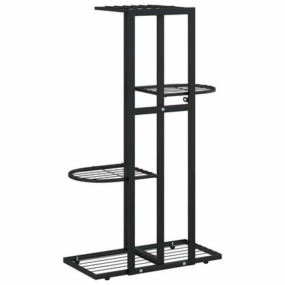 Piedistallo per Piante a 4 Piani 43x22x76 cm in Metallo Nero