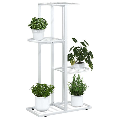Piedistallo per Piante a 4 Piani 43x22x76 cm in Metallo Bianco