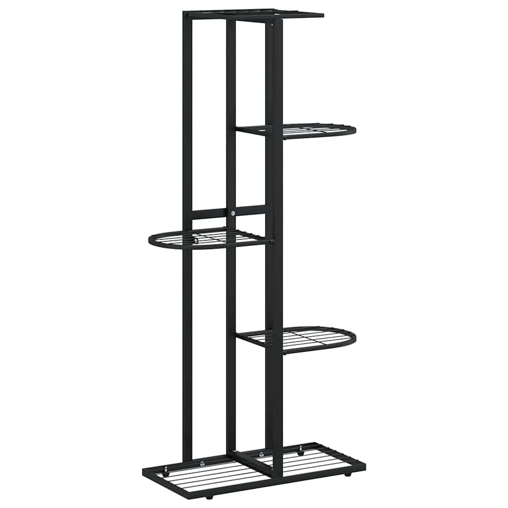 Piedistallo per Piante a 5 Piani 43x22x98 cm in Metallo Nero