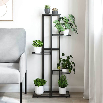 Piedistallo per Piante a 5 Piani 43x22x98 cm in Metallo Nero