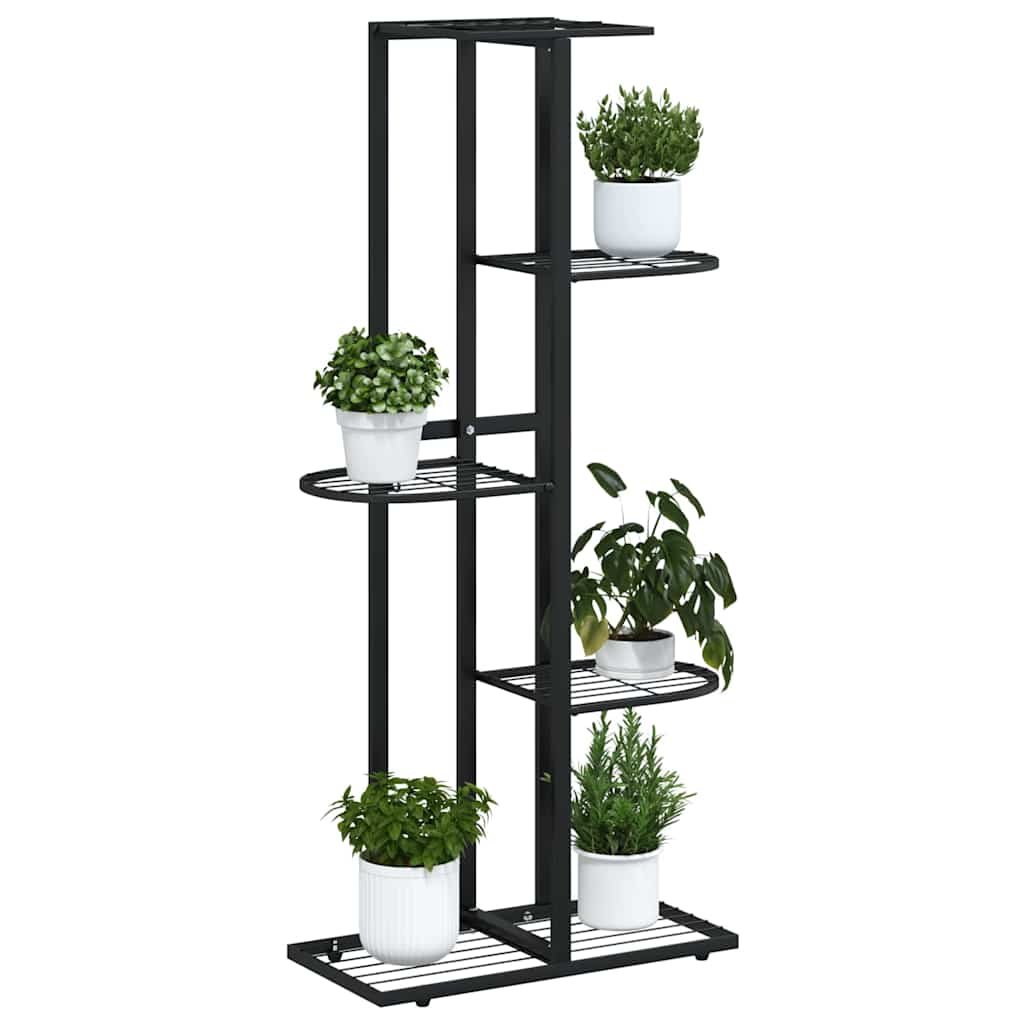 Piedistallo per Piante a 5 Piani 43x22x98 cm in Metallo Nero