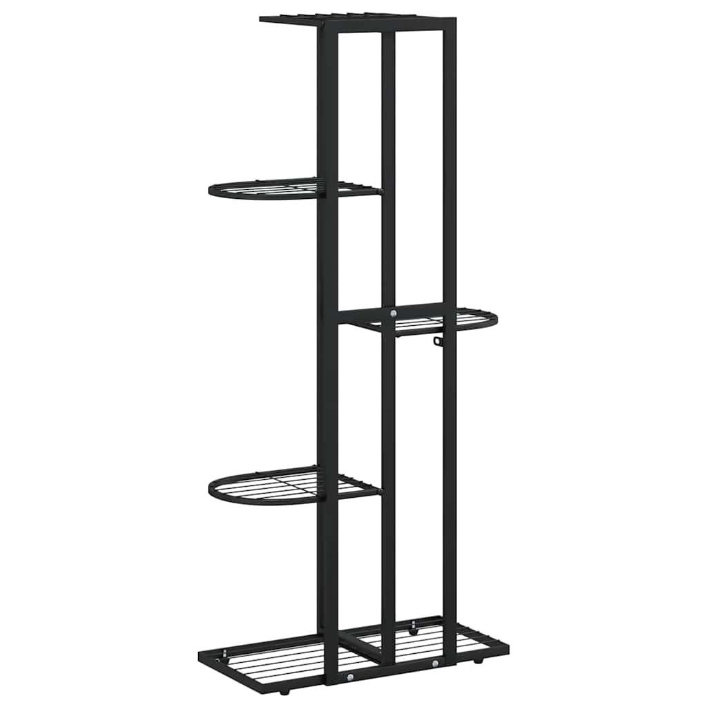 Piedistallo per Piante a 5 Piani 43x22x98 cm in Metallo Nero