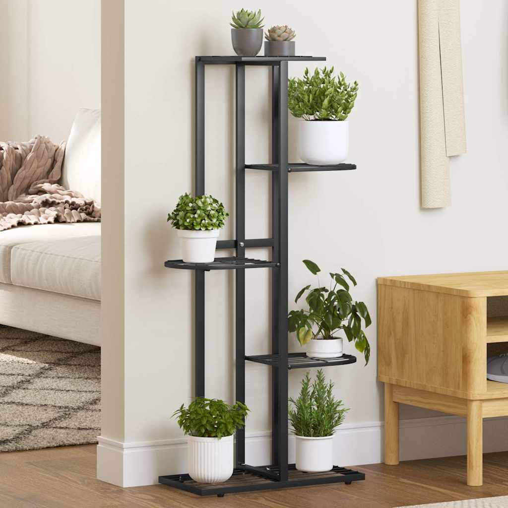 Piedistallo per Piante a 5 Piani 43x22x98 cm in Metallo Nero