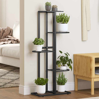 Piedistallo per Piante a 5 Piani 43x22x98 cm in Metallo Nero