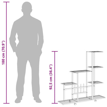 Portapiante con Ruote 94,5x25x92,5 cm Nero in Metallo