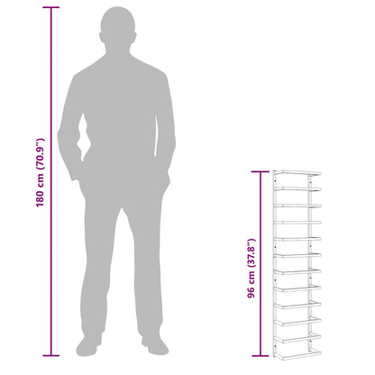 Portasciugamani Nero 24x12x96 cm in Acciaio