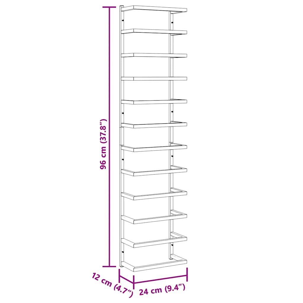 Portasciugamani Bianco 24x12x96 cm in Acciaio