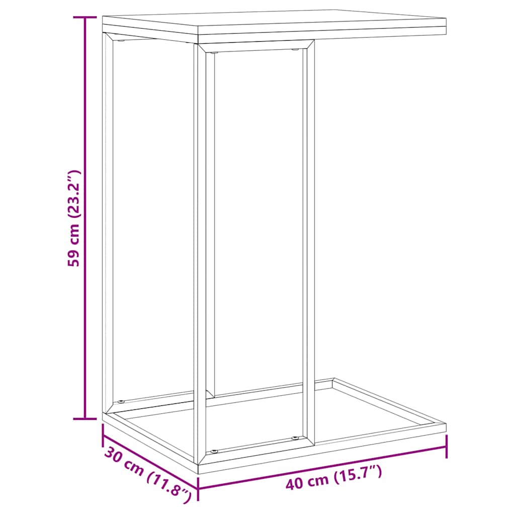 Tavolino da Salotto Nero 40x30x59 cm in Legno Multistrato
