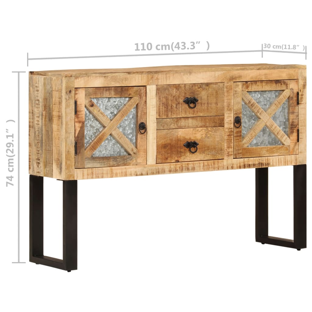 Credenza 110x30x74 cm in Legno di Mango Grezzo - homemem39