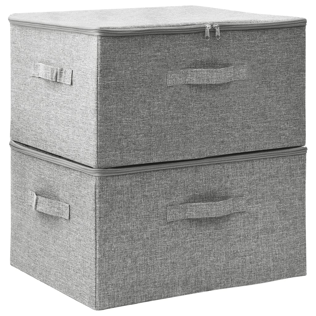 Scatole Portaoggetti 2pz in Tessuto 43x34x23 cm Grigio - homemem39