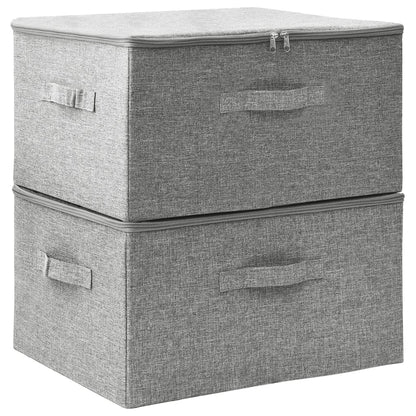 Scatole Portaoggetti 2pz in Tessuto 43x34x23 cm Grigio - homemem39