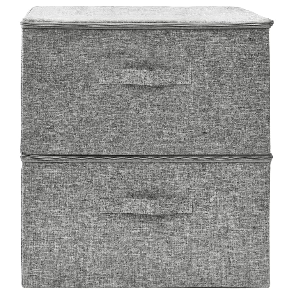 Scatole Portaoggetti 2pz in Tessuto 43x34x23 cm Grigio - homemem39