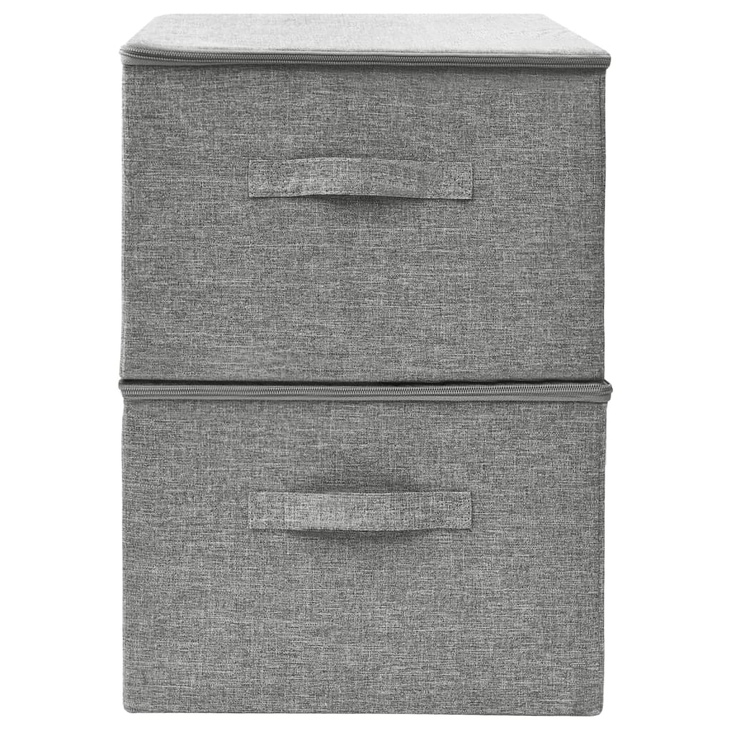 Scatole Portaoggetti 2pz in Tessuto 43x34x23 cm Grigio - homemem39