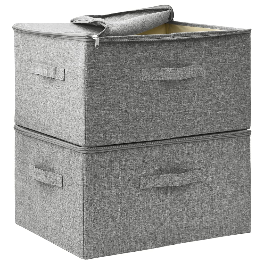 Scatole Portaoggetti 2pz in Tessuto 43x34x23 cm Grigio - homemem39
