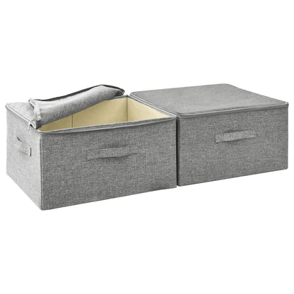 Scatole Portaoggetti 2pz in Tessuto 43x34x23 cm Grigio - homemem39
