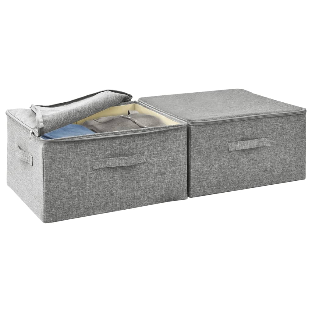 Scatole Portaoggetti 2pz in Tessuto 43x34x23 cm Grigio - homemem39