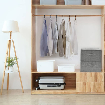 Scatole Portaoggetti 2pz in Tessuto 43x34x23 cm Grigio - homemem39