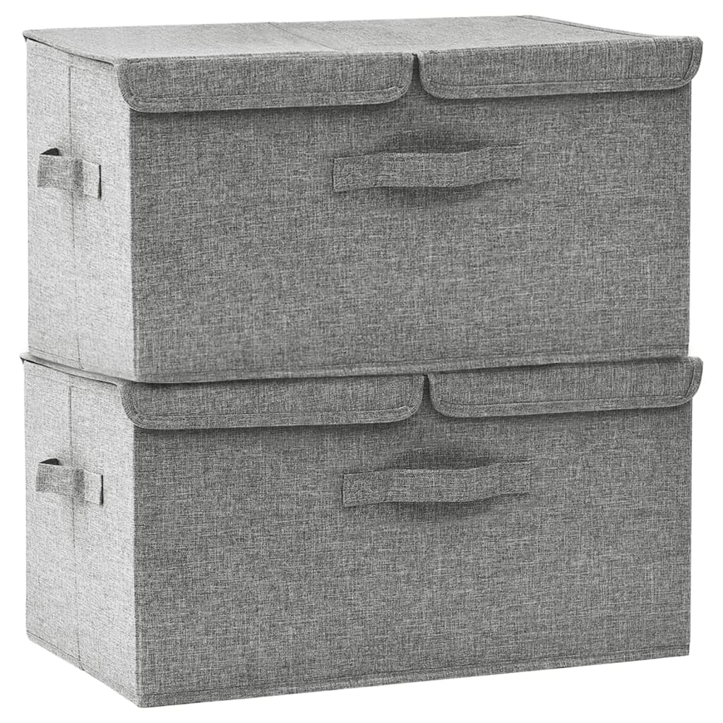 Scatole Portaoggetti 2pz in Tessuto 50x30x25 cm Grigio - homemem39