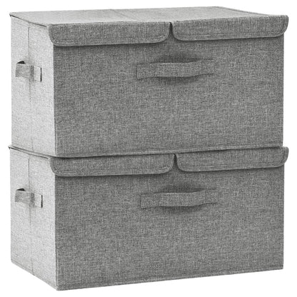 Scatole Portaoggetti 2pz in Tessuto 50x30x25 cm Grigio - homemem39