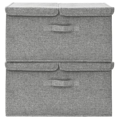Scatole Portaoggetti 2pz in Tessuto 50x30x25 cm Grigio - homemem39