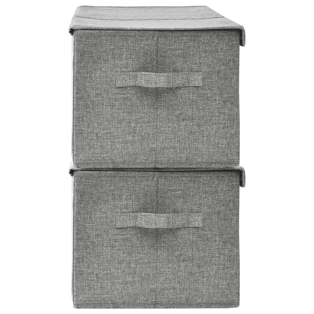 Scatole Portaoggetti 2pz in Tessuto 50x30x25 cm Grigio - homemem39
