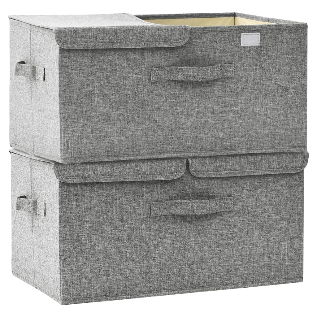Scatole Portaoggetti 2pz in Tessuto 50x30x25 cm Grigio - homemem39
