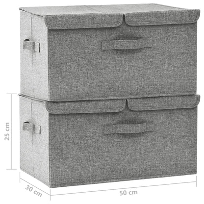 Scatole Portaoggetti 2pz in Tessuto 50x30x25 cm Grigio - homemem39