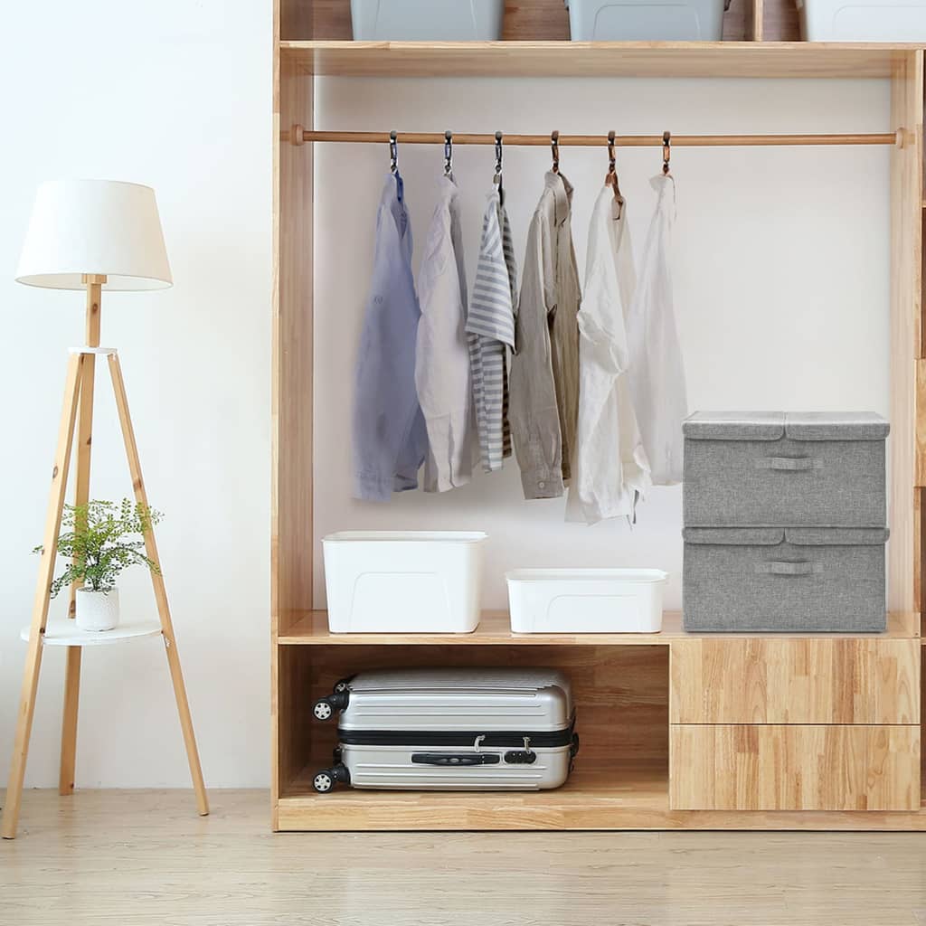Scatole Portaoggetti 2pz in Tessuto 50x30x25 cm Grigio - homemem39