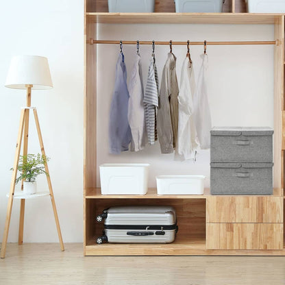 Scatole Portaoggetti 2pz in Tessuto 50x30x25 cm Grigio - homemem39