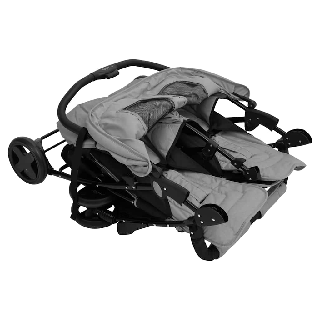 Passeggino Gemellare Grigio Chiaro in Acciaio - homemem39