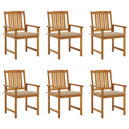 Garden Chairs with Cushions 6 pcs in Solid Acacia Wood