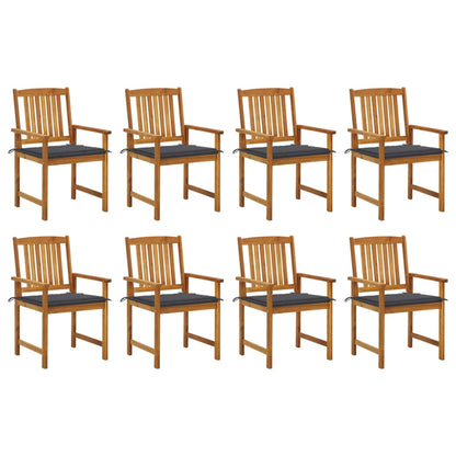 Garden Chairs with Cushions 8 pcs in Solid Acacia Wood