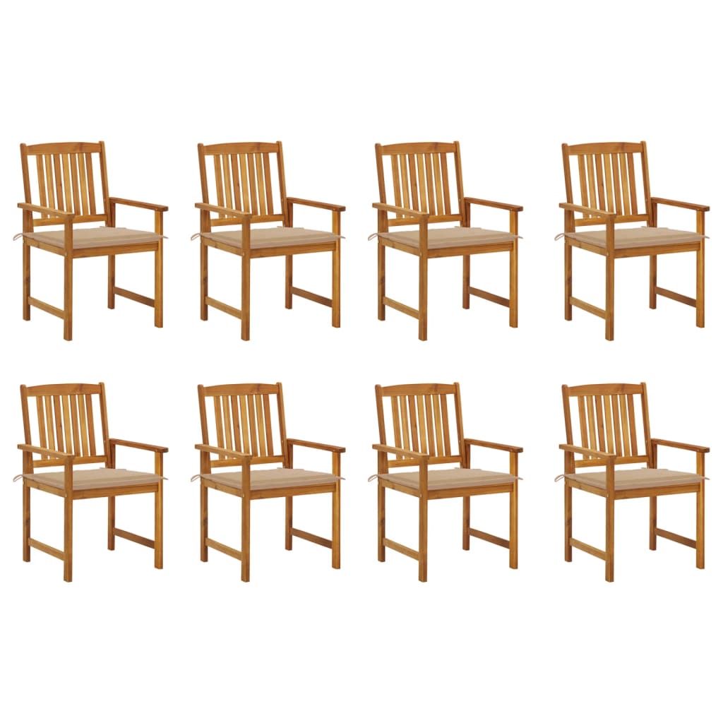 Garden Chairs with Cushions 8 pcs in Solid Acacia Wood