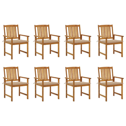 Garden Chairs with Cushions 8 pcs in Solid Acacia Wood