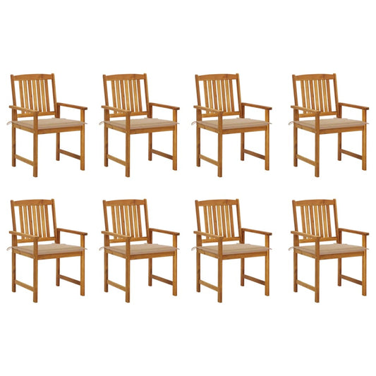 Garden Chairs with Cushions 8 pcs in Solid Acacia Wood