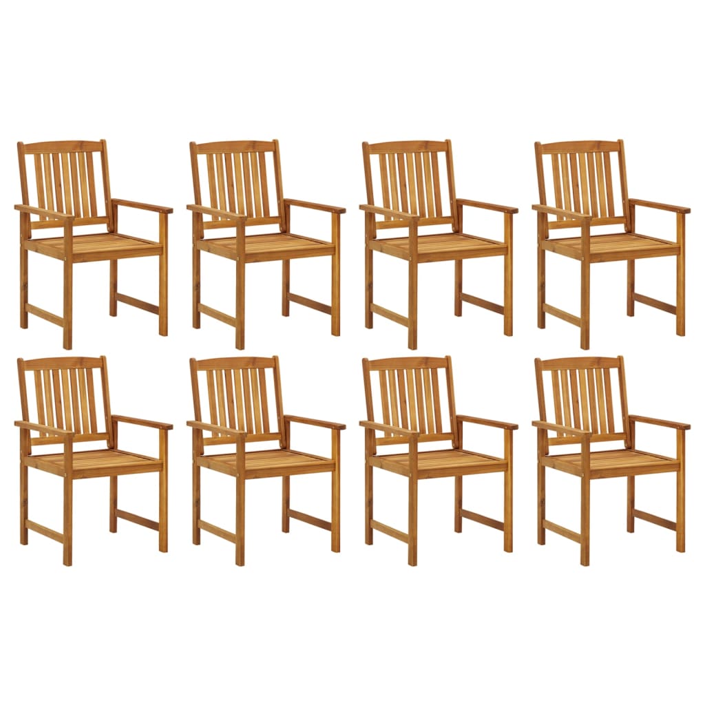 Garden Chairs with Cushions 8 pcs in Solid Acacia Wood