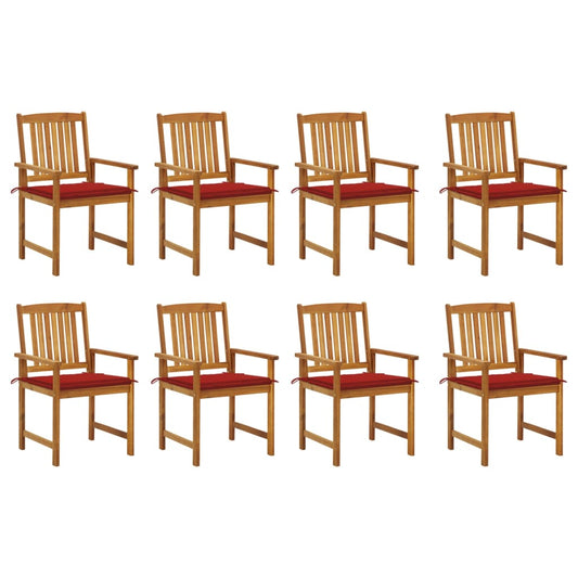 Garden Chairs with Cushions 8 pcs in Solid Acacia Wood