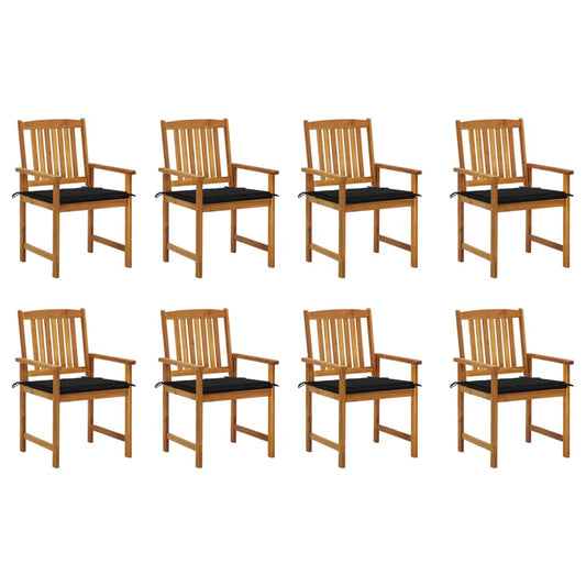 Garden Chairs with Cushions 8 pcs in Solid Acacia Wood