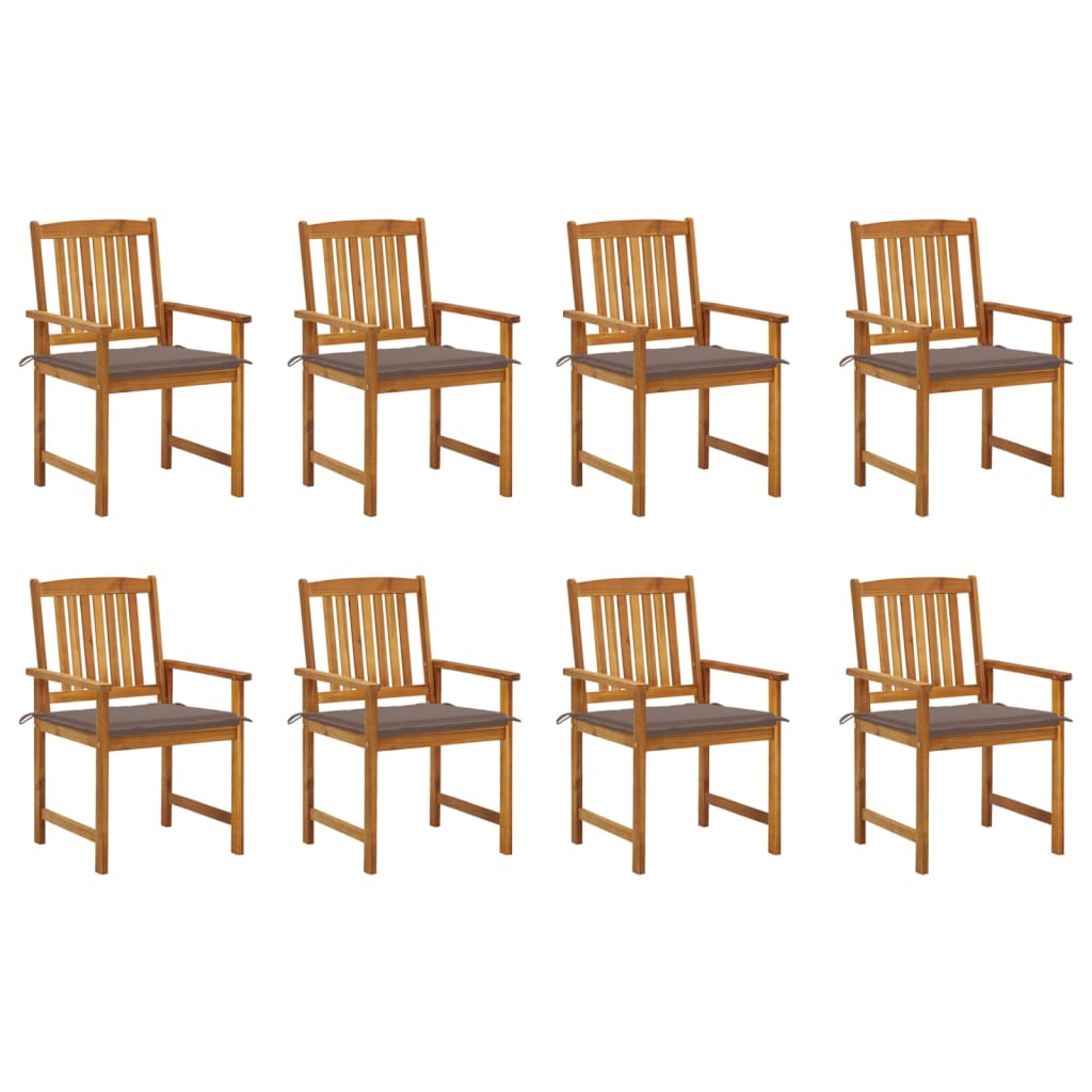 Garden Chairs with Cushions 8 pcs in Solid Acacia Wood