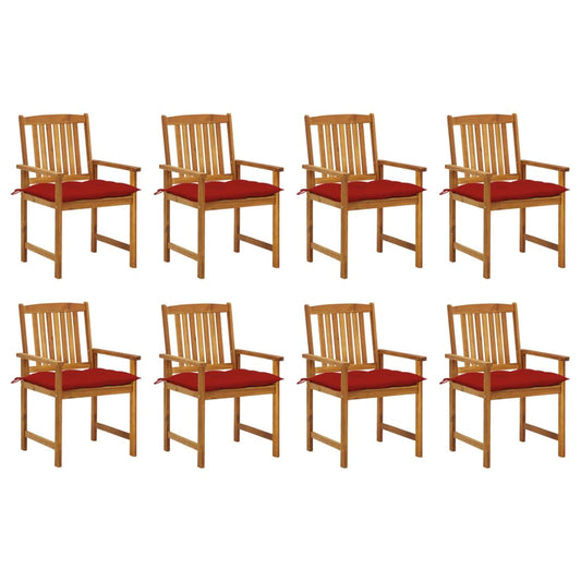 Garden Chairs with Cushions 8 pcs in Solid Acacia Wood