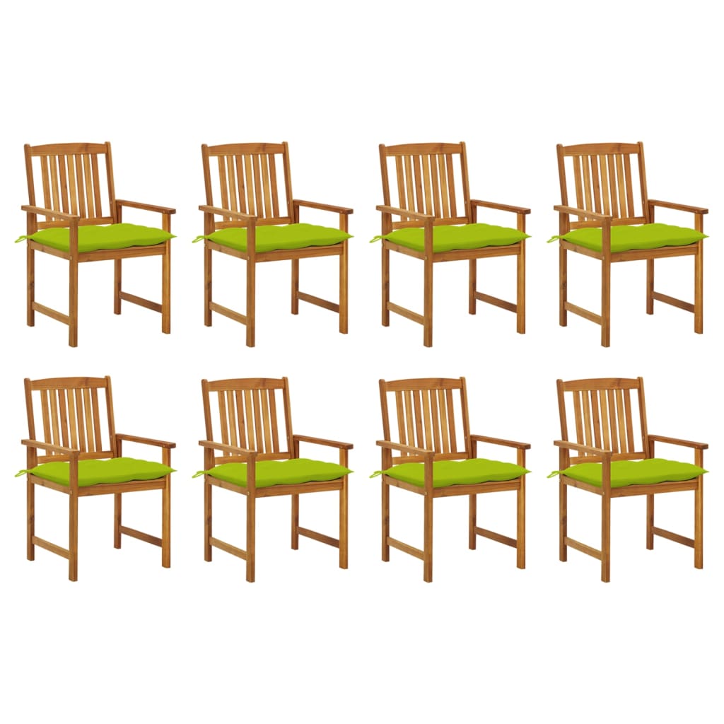Garden Chairs with Cushions 8 pcs in Solid Acacia Wood