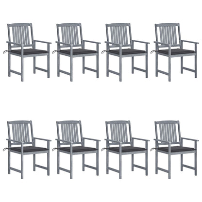 Garden Chairs with Cushions 8 pcs in Solid Gray Acacia