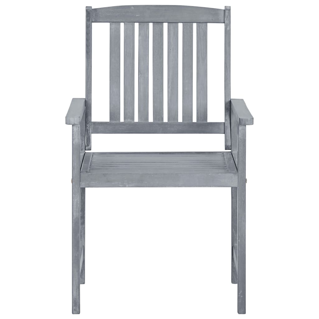 Garden Chairs with Cushions 8 pcs in Solid Gray Acacia