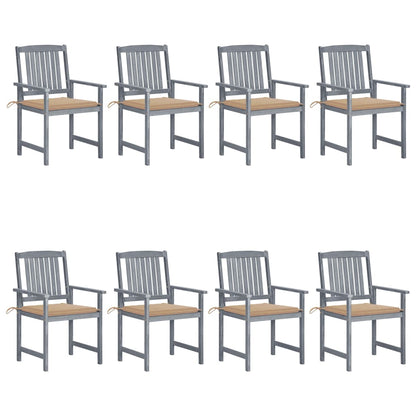 Garden Chairs with Cushions 8 pcs in Solid Gray Acacia