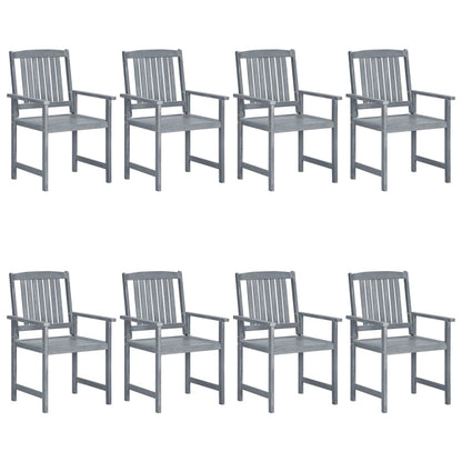 Garden Chairs with Cushions 8 pcs in Solid Gray Acacia