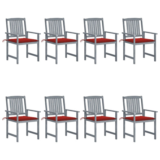 Garden Chairs with Cushions 8 pcs in Solid Gray Acacia